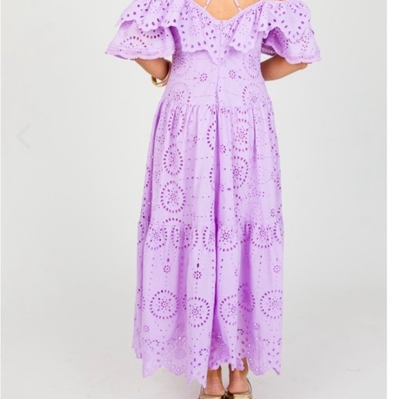 NWT Lavender Eyelet Off-Shoulder Dress, M - Picture 5 of 6